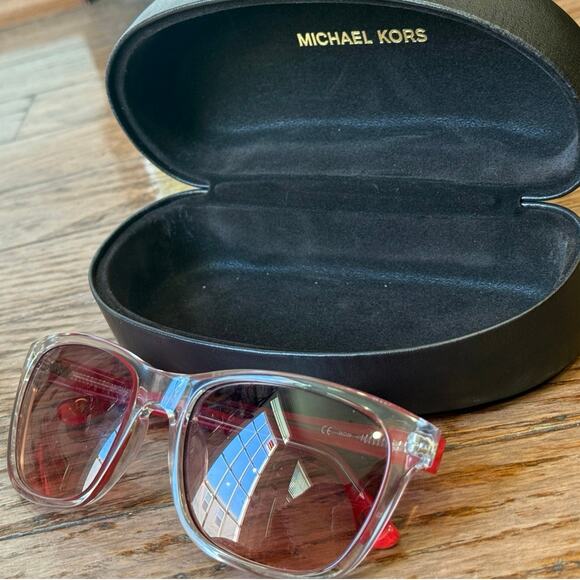 Michael Kors Tessa M2904S 639 Red Clear Wayfarer Gradient Pink Sunglasses Case - Picture 2 of 15